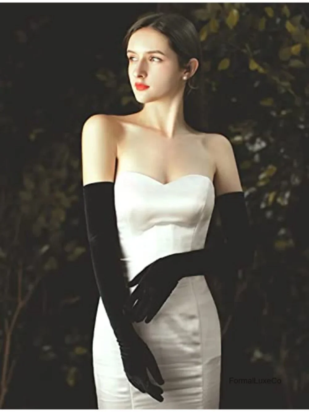 Women Long Velvet Gloves Opera Dinner Wedding Elbow Length Stretchy